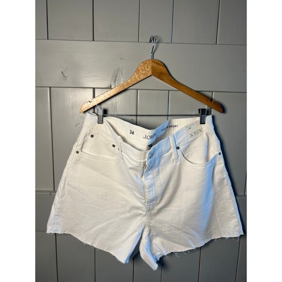 J. Crew High Rise Short White Denim Raw Edge Hem Size 34 NEW - Picture 3 of 7